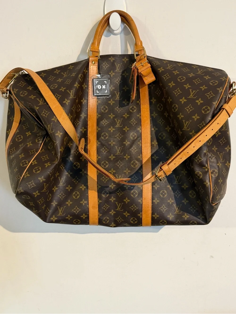 Louis Vuitton Monogram Canvas Travel Bag with Tan Leather Straps